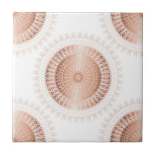 Azulejo De Cerâmica Padrão de Mandala Branco Dourado rosa