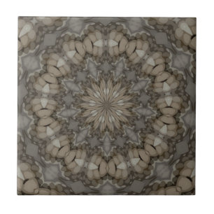 Azulejo De Cerâmica Padrão de Mandala em Tons Naturais da Terra