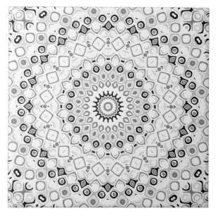 Azulejo De Cerâmica Padrão de Mandala Geométrico Preto e Branco