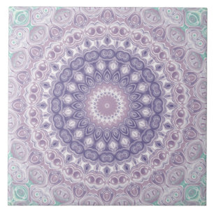 Azulejo De Cerâmica Padrão de Mandala Lavanda e Lilás