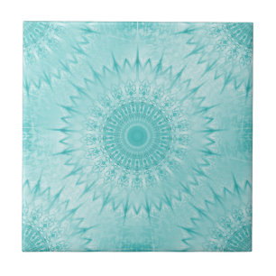 Azulejo De Cerâmica Padrão de Mandala Metálico Turquesa