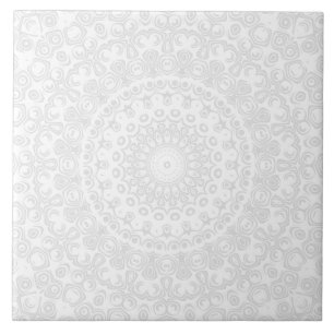 Azulejo De Cerâmica Padrão de Mandala Minimalista Branco sobre Branco
