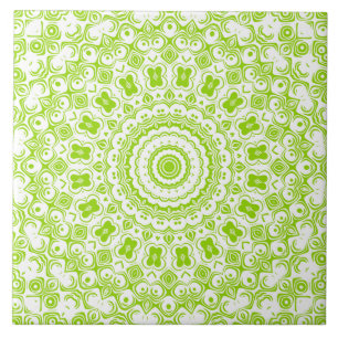Azulejo De Cerâmica Padrão de Mandala Verde Chartreuse