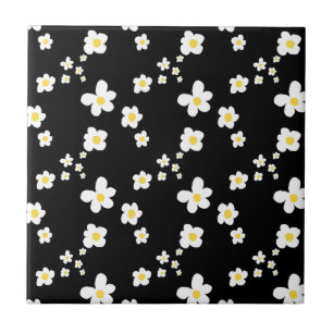 Azulejo De Cerâmica Padrão de margarida preto amarelo branco, moderno