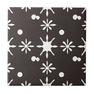 Azulejo De Cerâmica Padrão de Margarida Preto e Branco Moderno