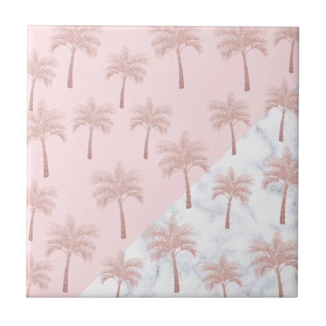 Azulejo De Cerâmica Padrão de mármore branco e brilho rosa (Frente)