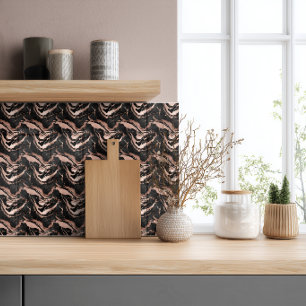 Azulejo De Cerâmica Padrão de Mármore Dourado Rosa Preto Moderno