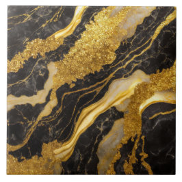 Azulejo De Cerâmica Padrão de mármore preto com Dourado