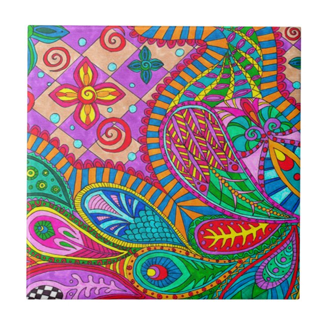 Azulejo De Cerâmica Padrão de MOD Bohemian Boho (Frente)