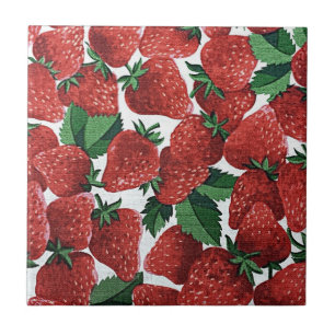 Azulejo De Cerâmica Padrão de Morangos e Creme