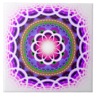 Azulejo De Cerâmica Padrão de mosaico fractal azul