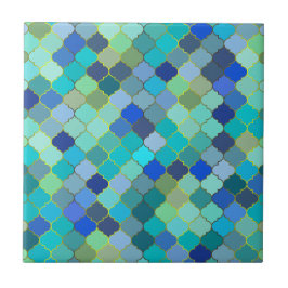 Azulejo De Cerâmica Padrão de mosaico marroquino aqua azul