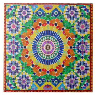 Azulejo De Cerâmica Padrão de Mosaico Marroquino Zellij de Fogo Opala