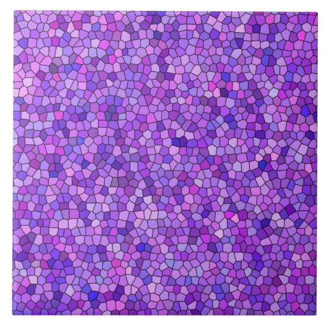 Azulejo De Cerâmica Padrão de Mosaico Rosa Roxo (Frente)