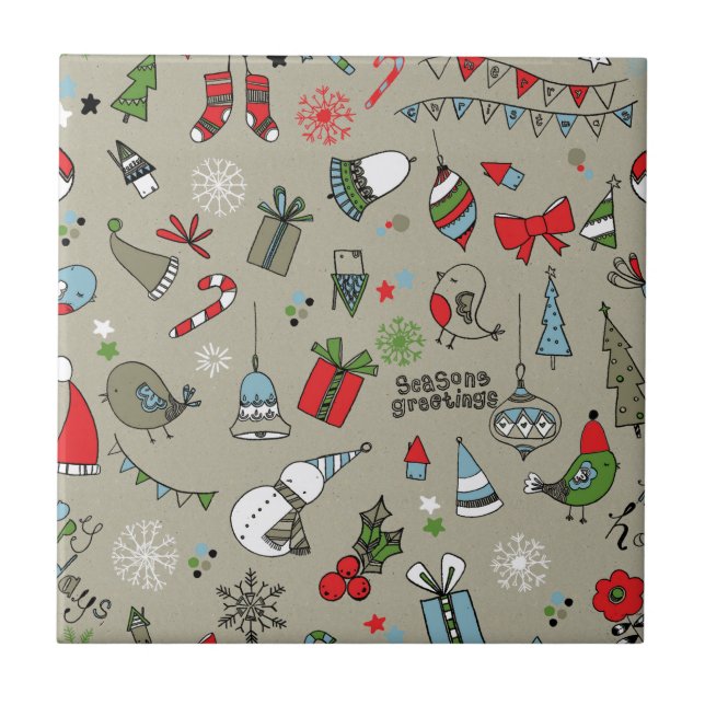 Azulejo De Cerâmica padrão de Natal (Frente)