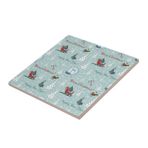 Azulejo De Cerâmica Padrão de natal feliz