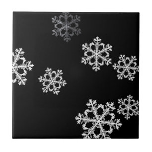 Azulejo De Cerâmica Padrão de Natal Monocromático Minimalista do Floco
