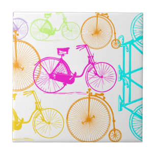 Azulejo De Cerâmica Padrão de Neon de Cor Brilhante de Bicicleta Moder