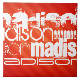 Azulejo De Cerâmica Padrão de nome personalizado em faixas laranja neo