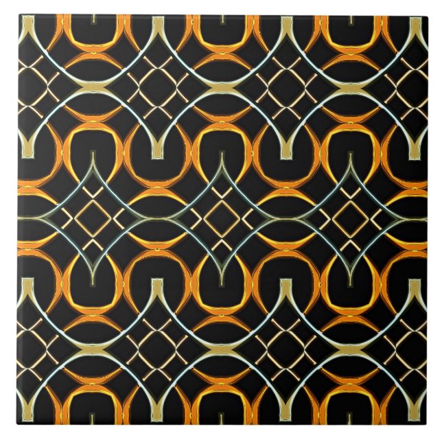 Azulejo De Cerâmica Padrão de nós celticos de metal moderno (Frente)