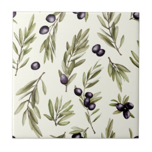 Azulejo De Cerâmica Padrão de Oliva País Francês Aquarela Verde Salvia