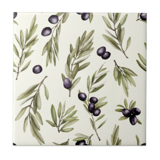 Azulejo De Cerâmica Padrão de Oliva País Francês Aquarela Verde Salvia