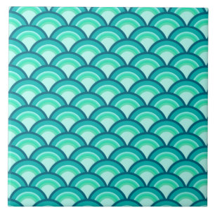 Azulejo De Cerâmica Padrão de onda Art Deco - tons de turquesa