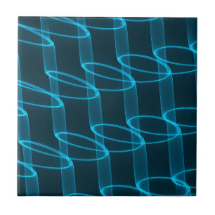 Azulejo De Cerâmica Padrão de Onda Azul Luminoso