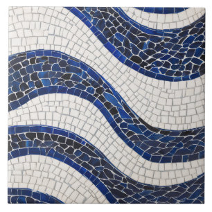 Azulejo De Cerâmica Padrão de onda branca azul 04