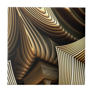 Azulejo De Cerâmica Padrão de ondas de ouro metálico