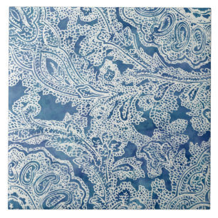 Azulejo De Cerâmica Padrão de Paisley do Traço Azul