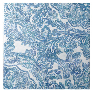 Azulejo De Cerâmica Padrão de Paisley do Traço Azul