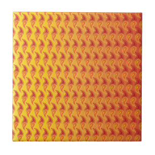 Azulejo De Cerâmica Padrão de Paisley Persa - Chama Laranja Oriental 