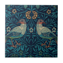 Azulejo De Cerâmica Padrão de Pássaros Azuis Vintage William Morris
