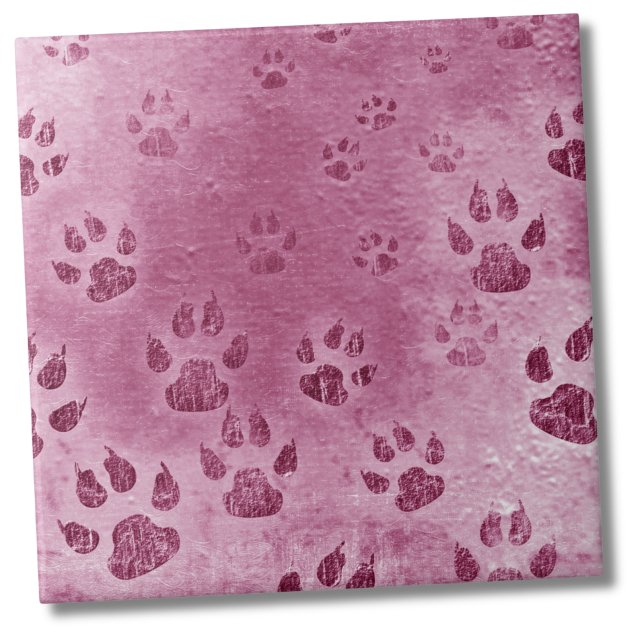 Azulejo De Cerâmica Padrão de Pata Rosa (Cute Pink Pattern Animal Paw Prints Ceramic Tile)