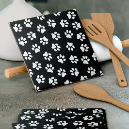 Azulejo De Cerâmica Padrão De Patas, Patas Cachorros, Patas Brancas