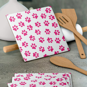 Azulejo De Cerâmica Padrão De Patas, Patas Cachorros, Patas Rosa