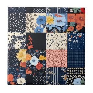 Azulejo De Cerâmica Padrão de Patchwork Floral da Vintage (9)