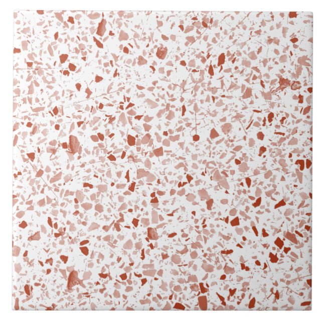 Azulejo De Cerâmica Padrão de Pedra Mínima do Terracotta White Terrazz (Frente)