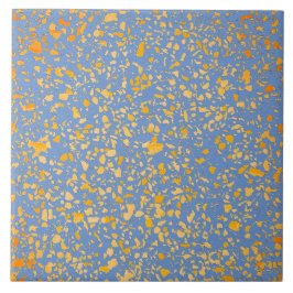 Azulejo De Cerâmica Padrão de Pedra Simples Mínimo Amarelo Azul Terraz