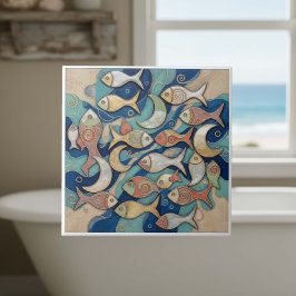 Azulejo De Cerâmica Padrão de Peixe Colorido Caprichoso ID1201