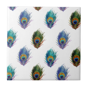 Azulejo De Cerâmica Padrão de pena de peacock