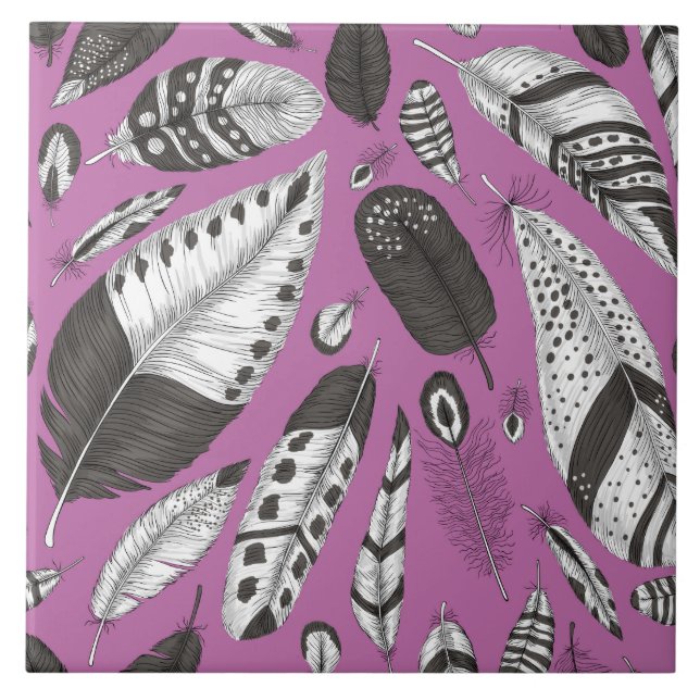 Azulejo De Cerâmica Padrão de penas (Frente)