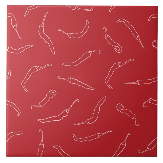Azulejo De Cerâmica Padrão de Peppers Red Chili (Frente)