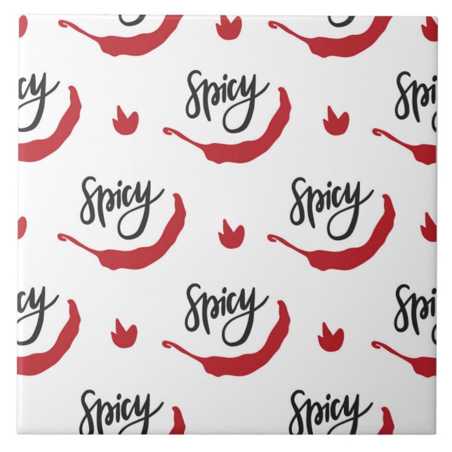 Azulejo De Cerâmica Padrão de Peppers Red Chili (Frente)