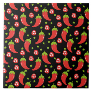 Azulejo De Cerâmica Padrão de Peppers Red Chili