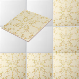 Azulejo De Cerâmica Padrão de pergaminhos de videira e flores
