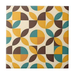 Azulejo De Cerâmica Padrão de Pétala Geométrica de Meados do Século