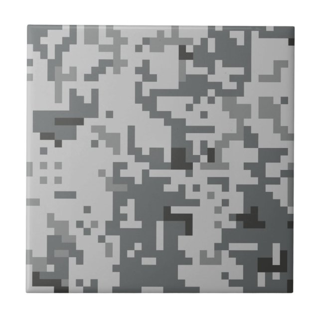 Azulejo De Cerâmica Padrão de Pixel Camo de Cinzas Urbanas (Frente)