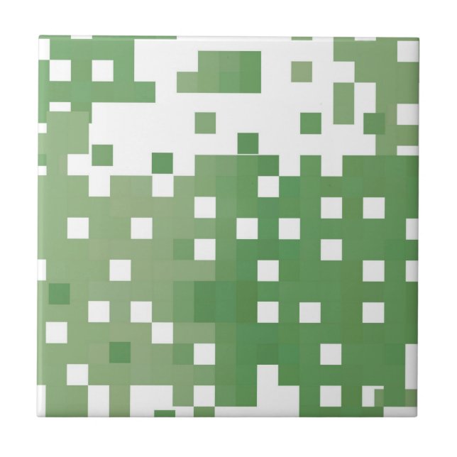 Azulejo De Cerâmica Padrão de pixel verde (Frente)